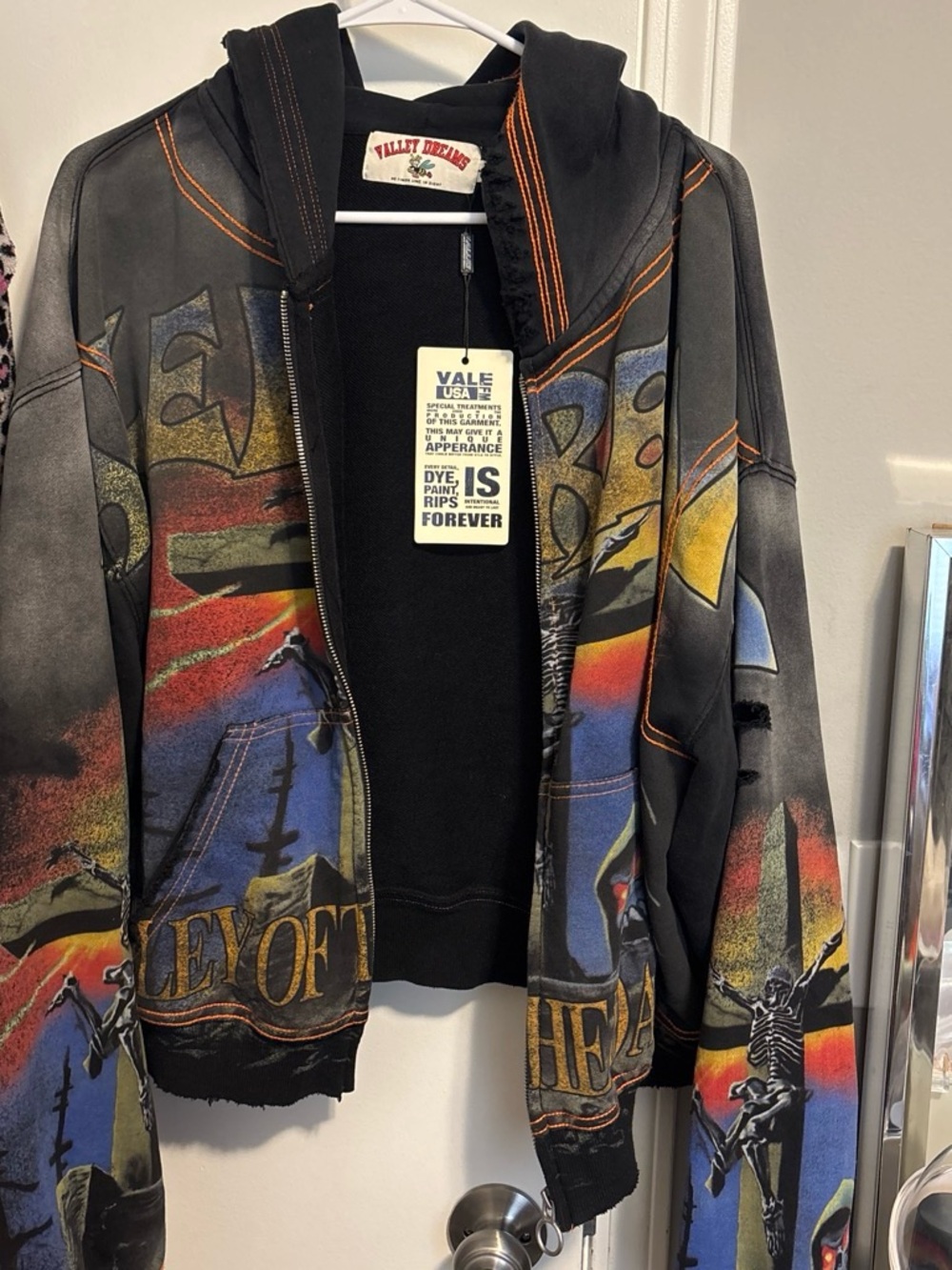 Men’s Black Multi-Graphic Zip Hoodie Jacket